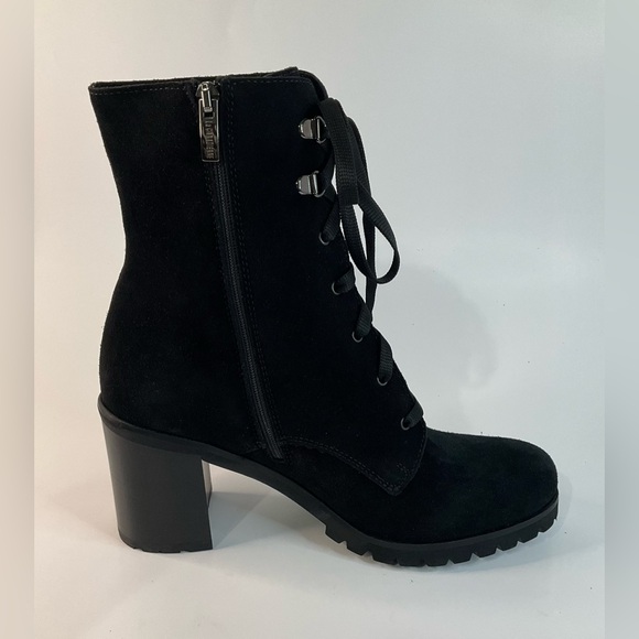 La Canadienne Parkera Women's Black Suede Lace Up Zip Casual Mid Boots - Picture 6 of 11